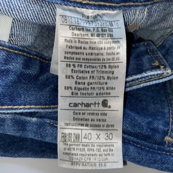 Carhartt Men’s Flame Resistant 5 Pocket Denim Jeans Size 40 Waist x 30 Inseam - Picture 4 of 11